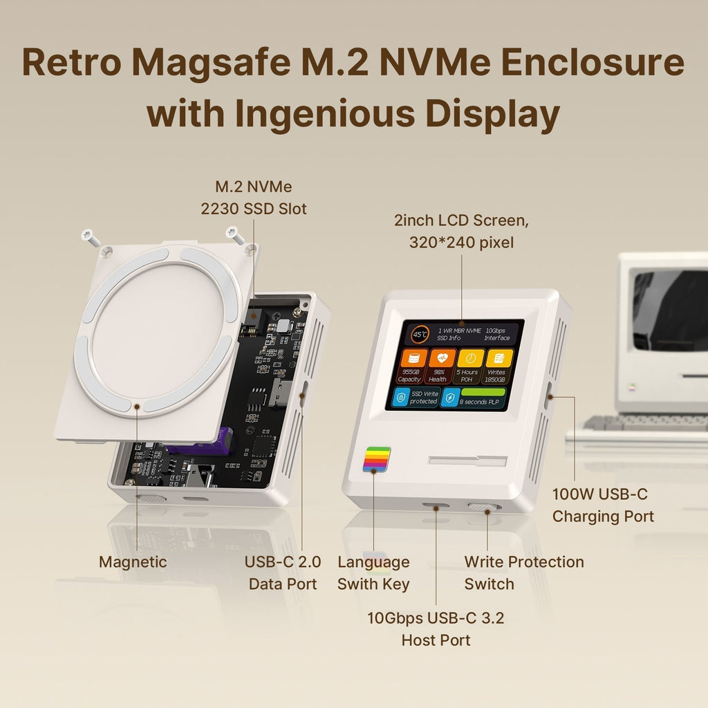 Retro Magnetic M.2 2230 10Gbps SSD NVMe Enclosure