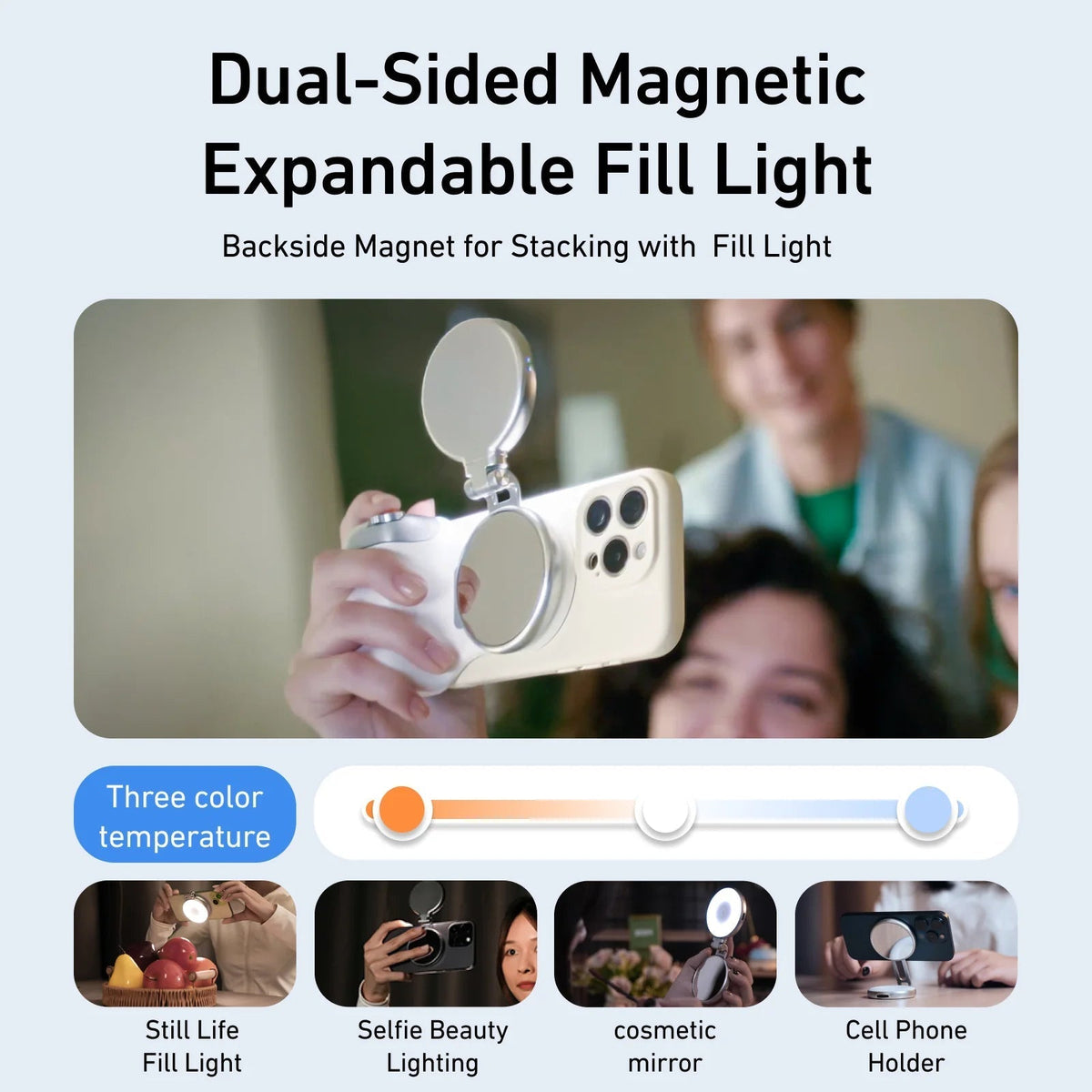 Magnetic Phone Grip with Bluetooth Shutter - Ergonomic Smartphone Camera Handle & Adjustable Stand