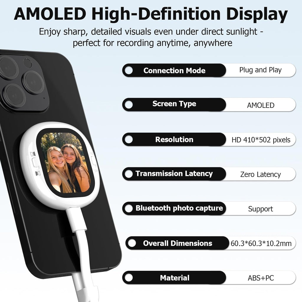 Mini Magnetic Vlog Selfie Monitor Screen iPhone with Remote