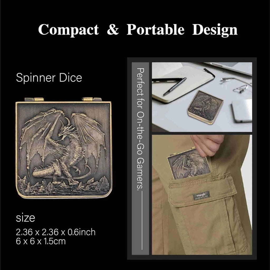 Pocket Revolving Metal RPG Dice - Dungeons & Dragons D20 Dice Games Rpg Metal Set with leather case
