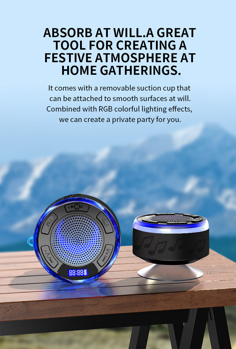 Aquro S3 Ultra – IPX7 Waterproof Shower Speaker with RGB Light & LED Display