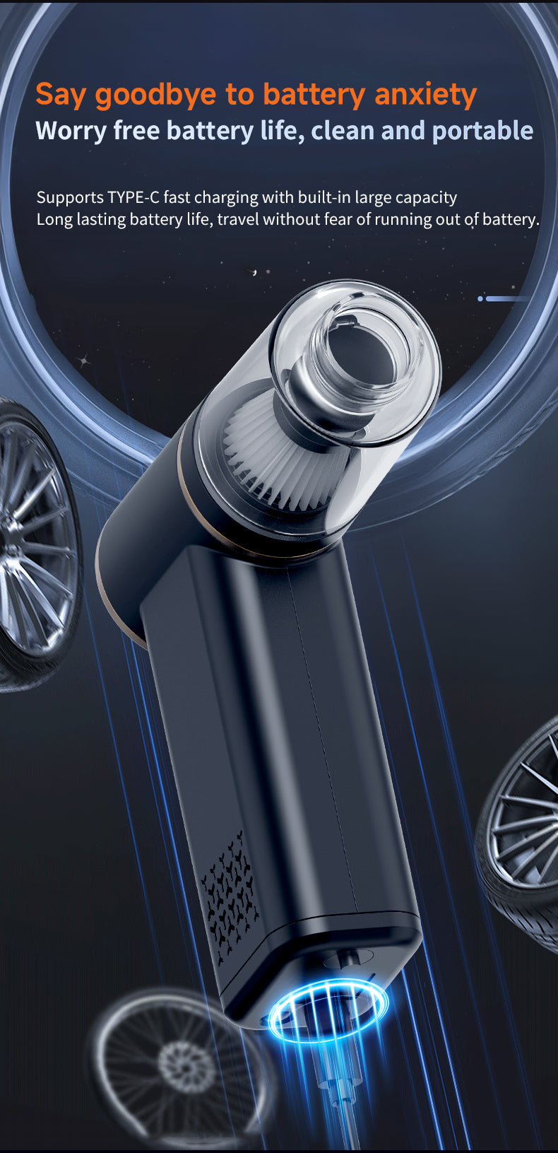 KORVA AirVac Pro 5-in-1 Cordless Car Vacuum + Tire Inflator
