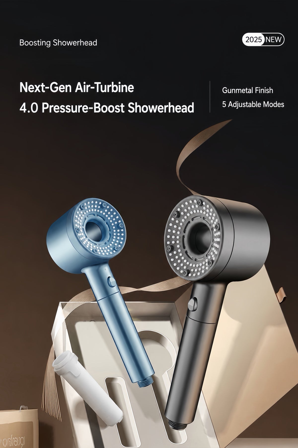 TurboFlow 5-Mode Filtered Showerhead with 5 Filter Cartridges