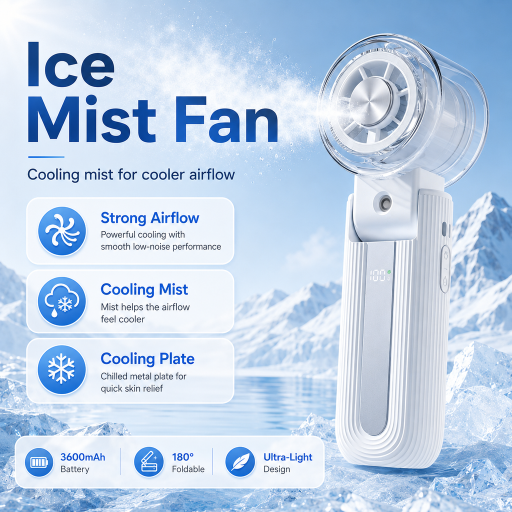 FrostBreeze 3-in-1 Cooling Mist Fan with Semiconductor Cooling Plate