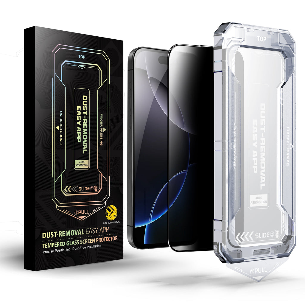 SmoothShield 2 Packs – Tempered Glass Screen Protector with Anti-Scratch Anti-Fingerprint Privacy & Auto Dust-Free Install
