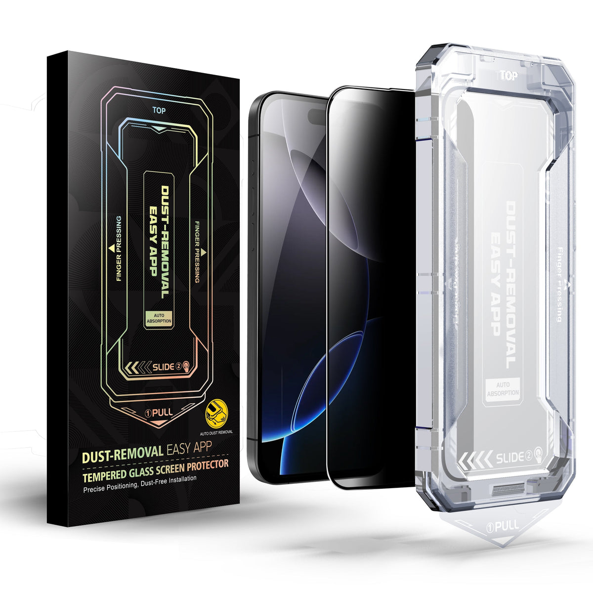 SmoothShield 2 Packs – Tempered Glass Screen Protector with Anti-Scratch Anti-Fingerprint Privacy & Auto Dust-Free Install