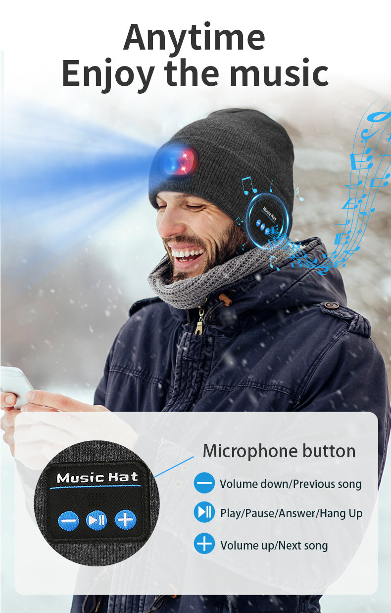 Smart Bluetooth Beanie with Headlamp