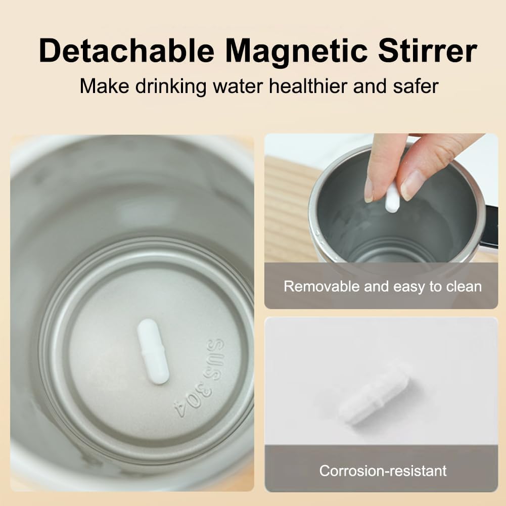 SpinBrew Mug – Self-Stirring Magnetic Coffee Cup with Temp Display