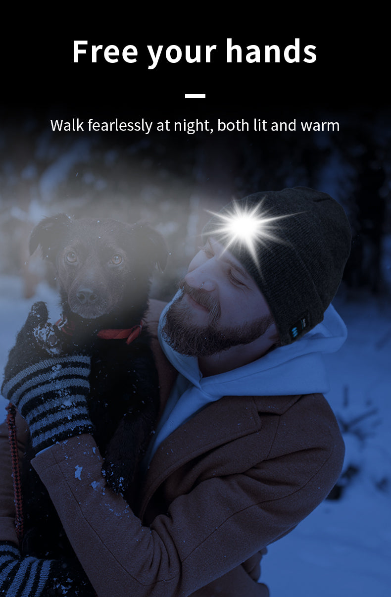 Smart Bluetooth Beanie with Headlamp