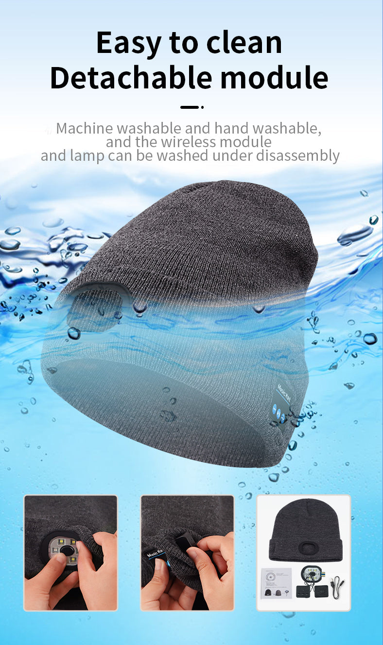 Smart Bluetooth Beanie with Headlamp