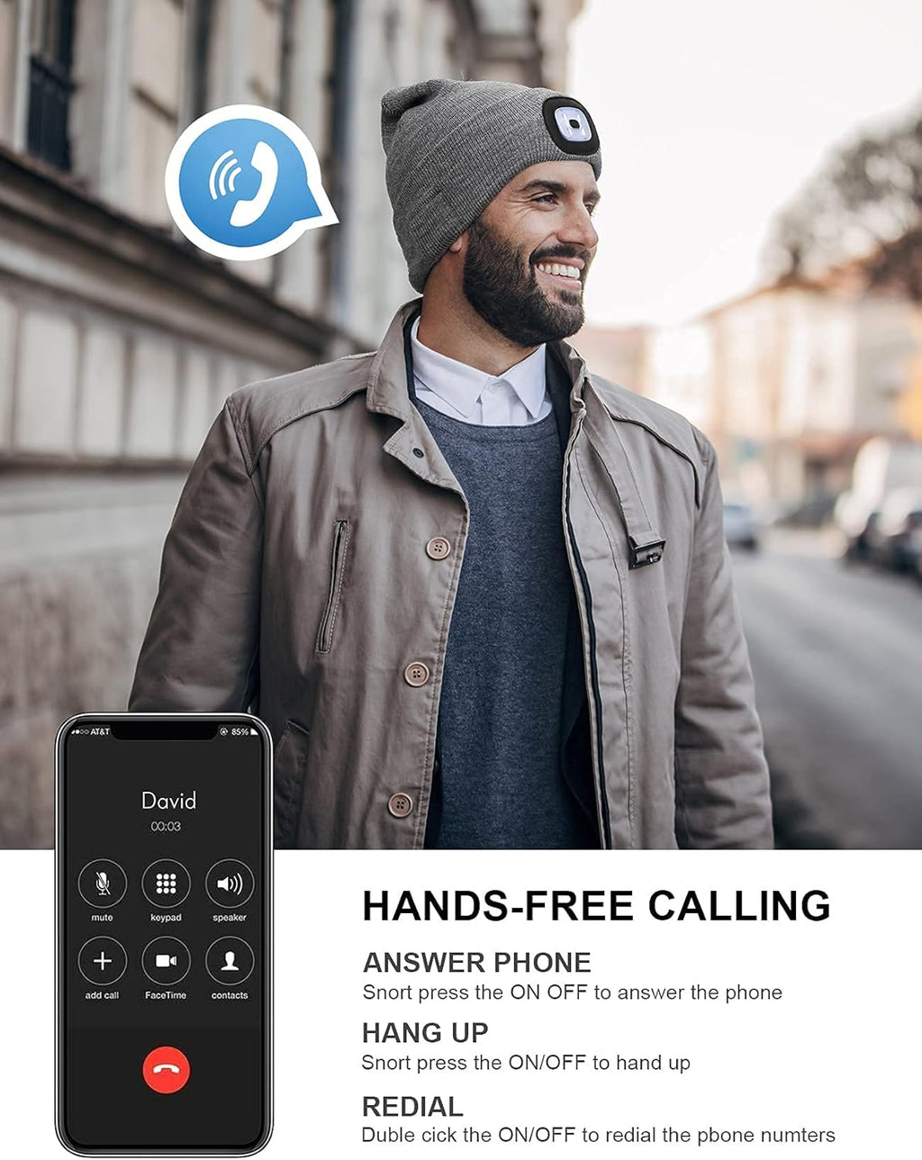 Smart Bluetooth Beanie with Headlamp