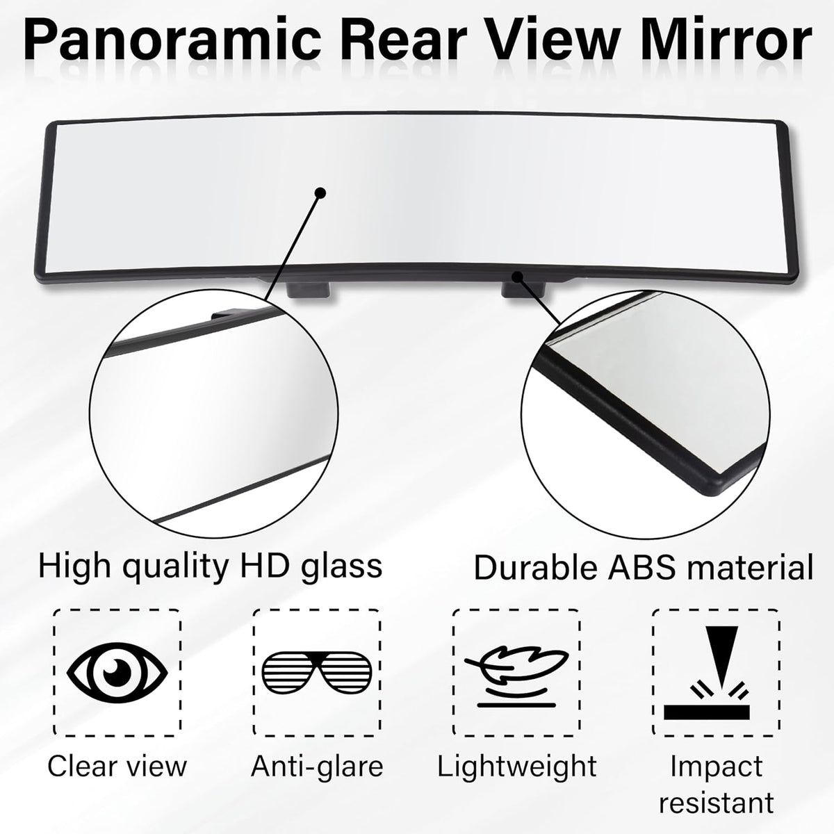 SnapView Panoramic Clip-On Rearview Mirror