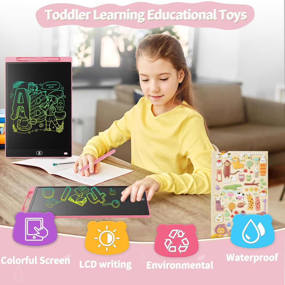 3-Pack Reusable LCD Drawing Board for Kids – Paper-Free Doodle Tablets