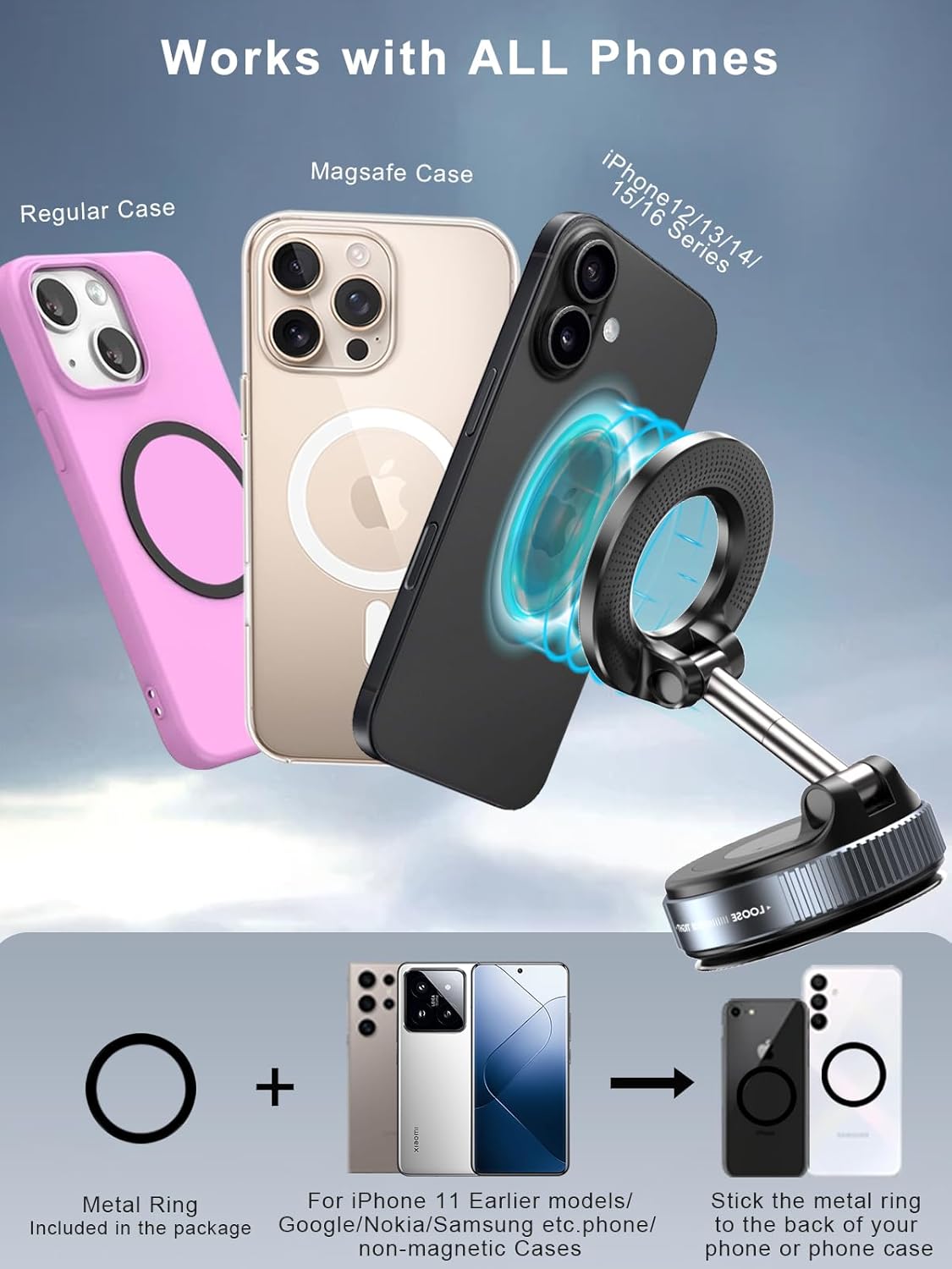Snanen 360° Magnetic Suction Phone Mount - The Ultimate Hands-Free Holder
