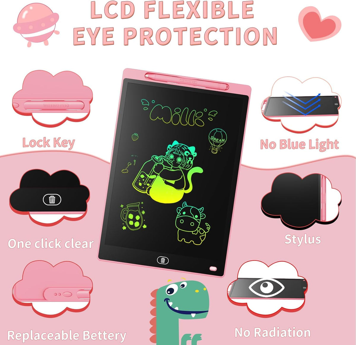 3-Pack Reusable LCD Drawing Board for Kids – Paper-Free Doodle Tablets