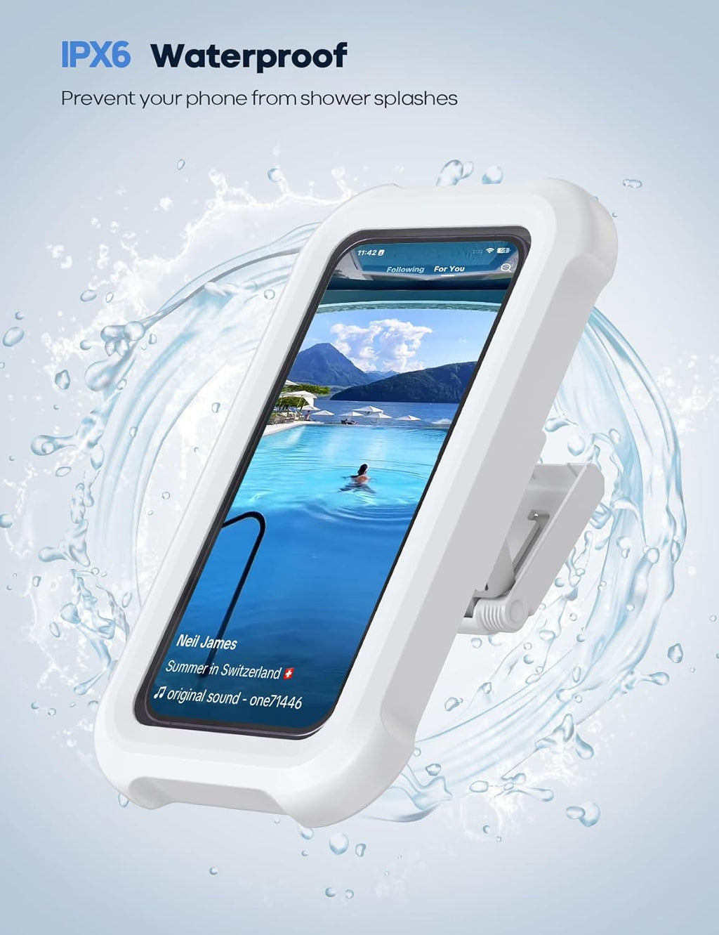 Waterproof 480° Shower Phone Holder – Wall & Bathtub Mount