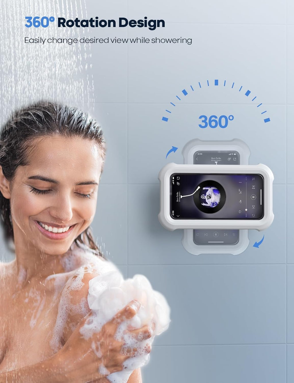 Waterproof 480° Shower Phone Holder – Wall & Bathtub Mount