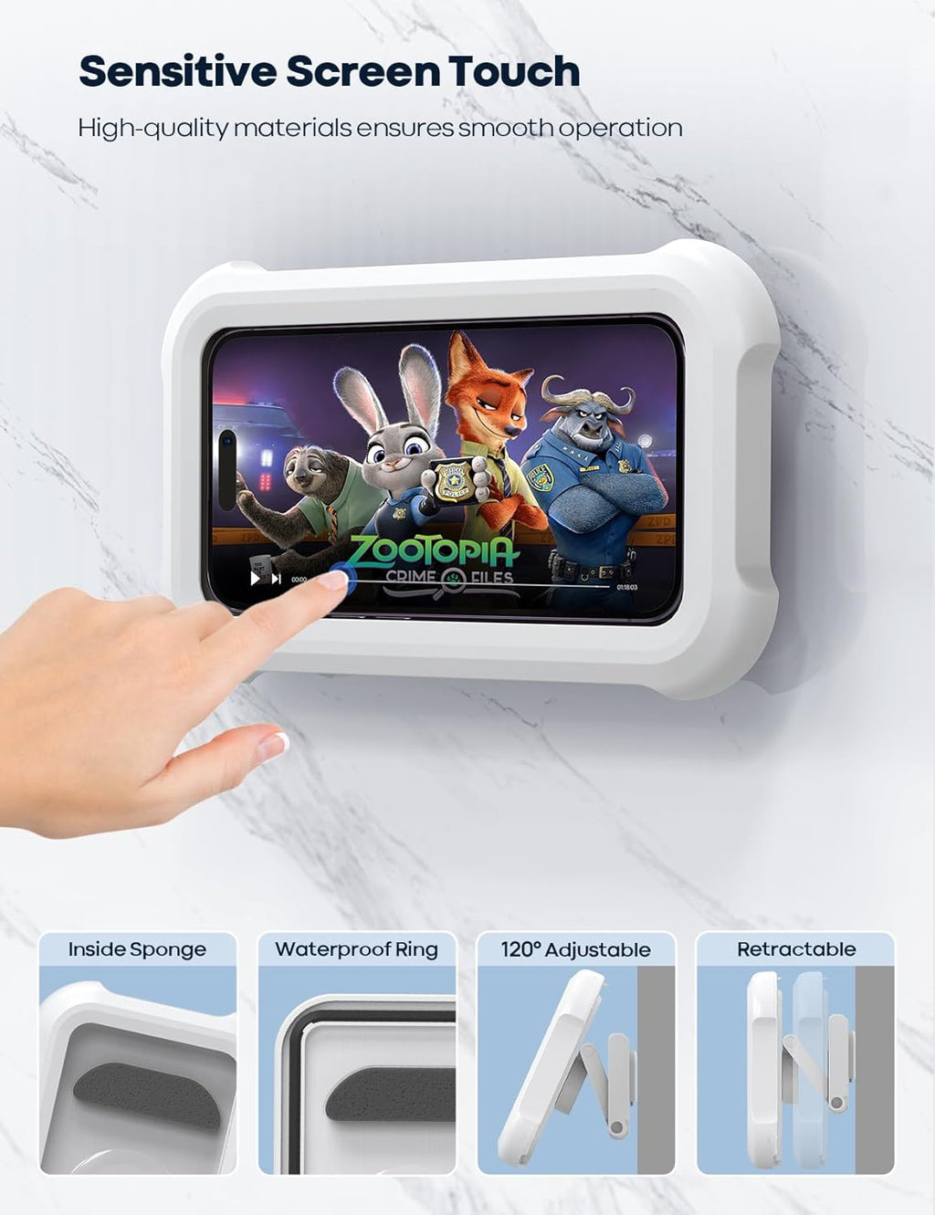 Waterproof 480° Shower Phone Holder – Wall & Bathtub Mount