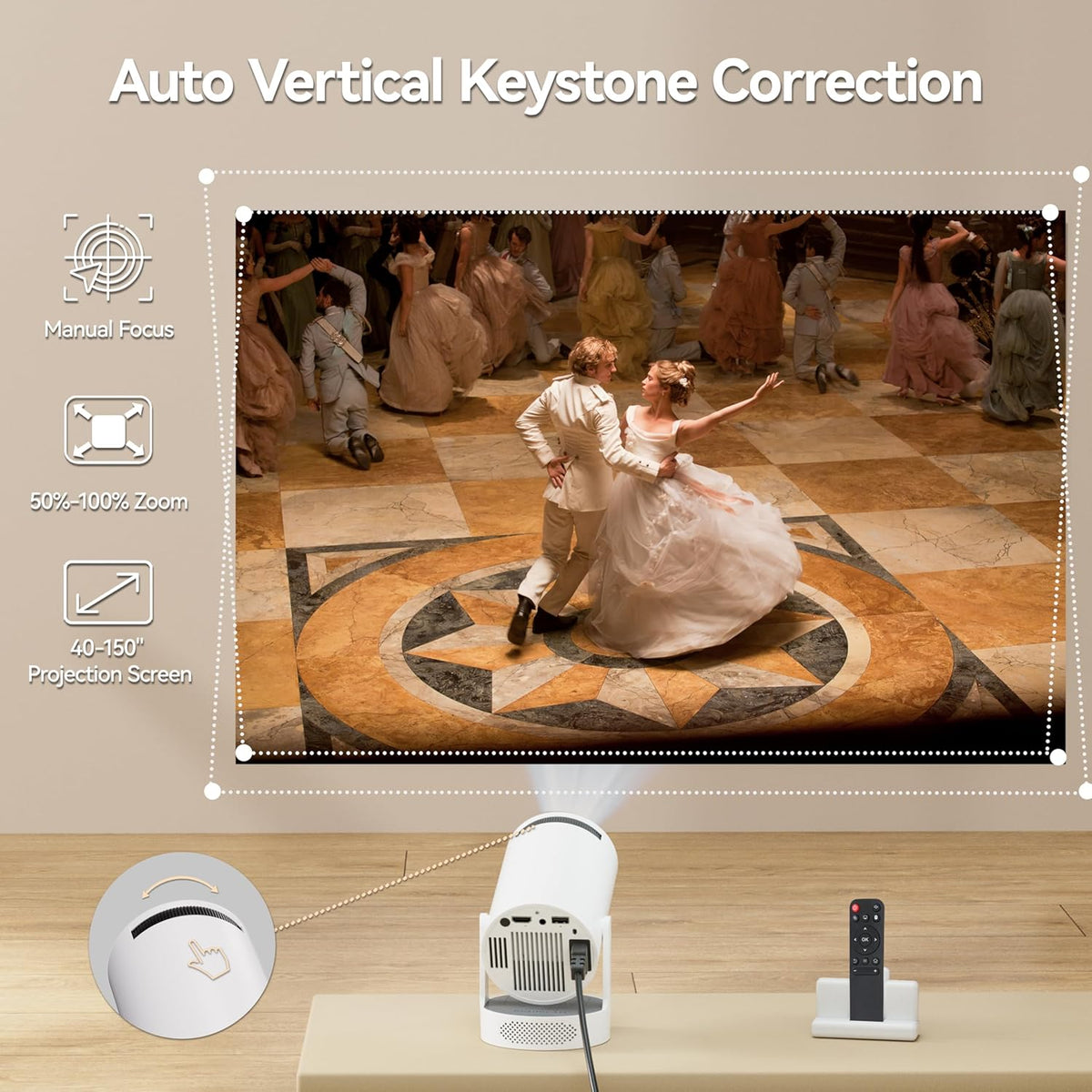 VistaCast Mini 210° Smart Projector with Extra Large-Screen Display