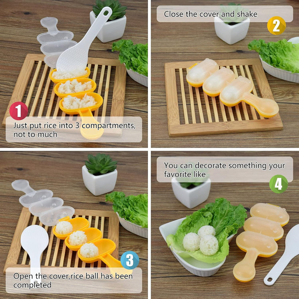 2 pcs Rice Ball Shaker Set – Easy DIY Rice Ball Maker