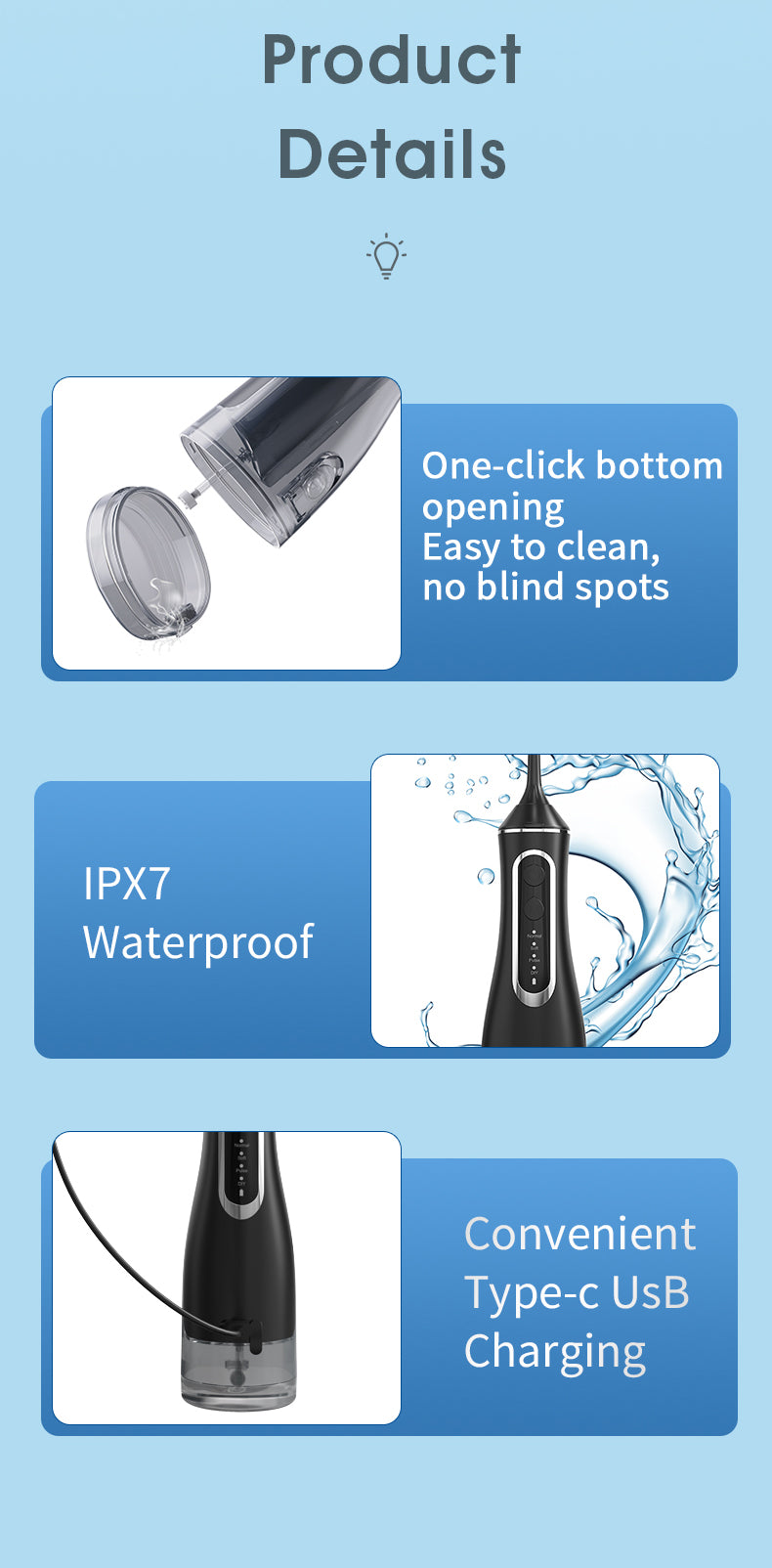 HydroPulse Pro – Portable Water Flosser with 4 Modes & 8 Tips