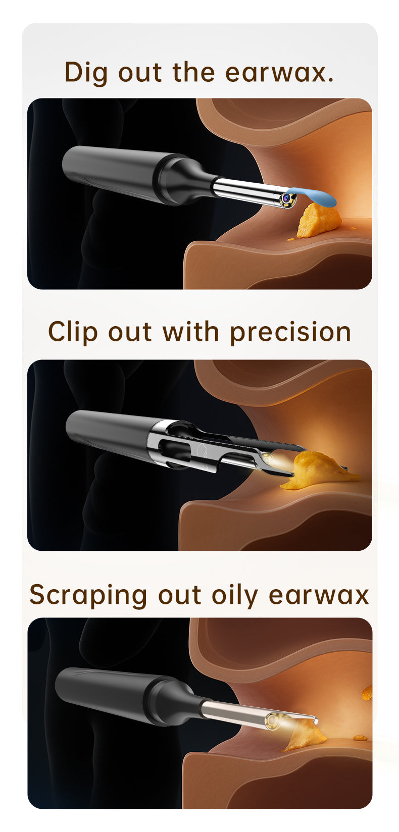 10MP HD Ear Cleaner Kit with Precision Tweezers & Silicone Scoop