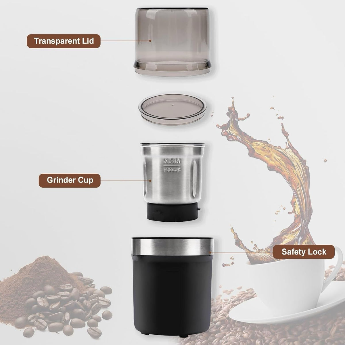 Voltix Electric Multi-Use Cup Grinder – Large Capacity Stainless Steel