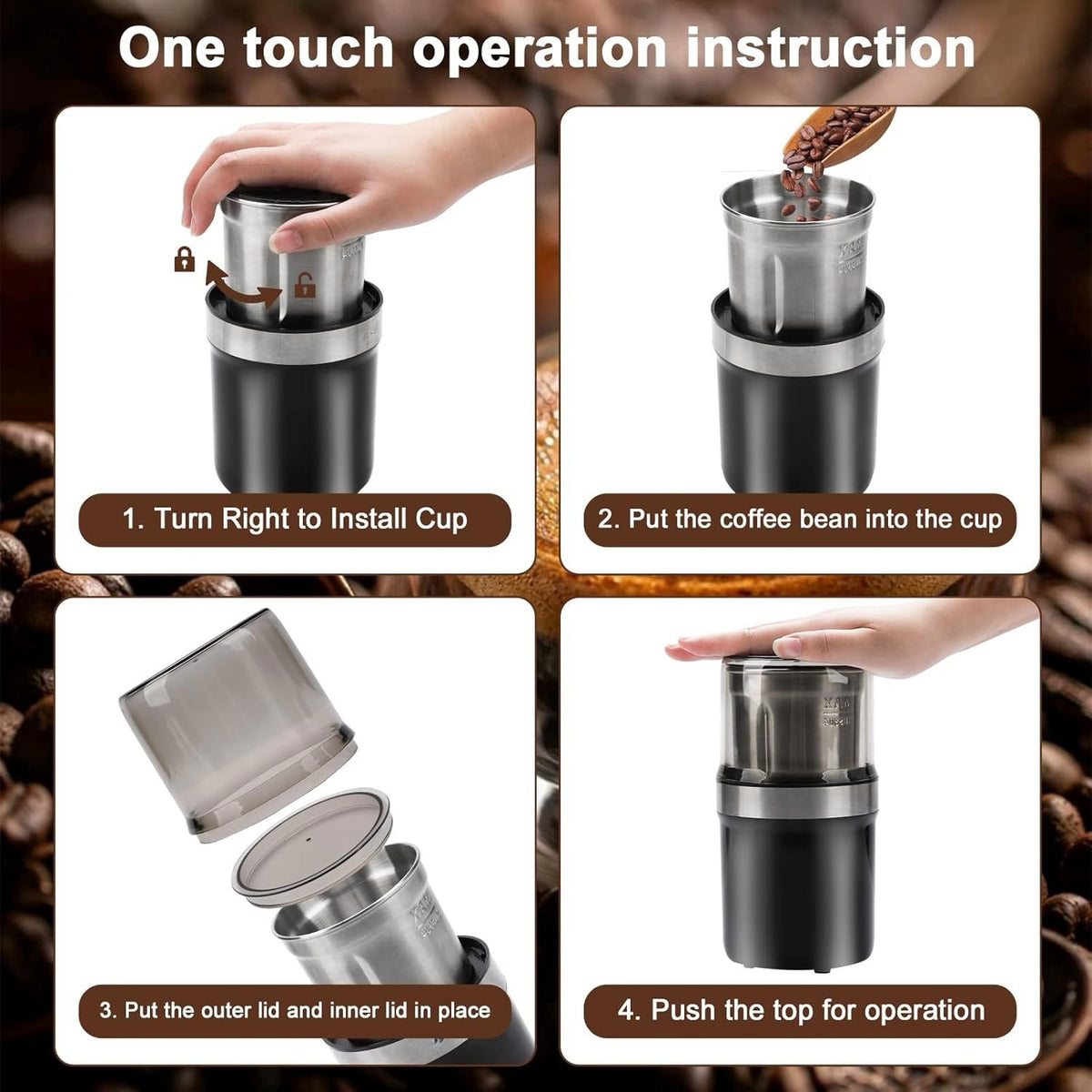 Voltix Electric Multi-Use Cup Grinder – Large Capacity Stainless Steel