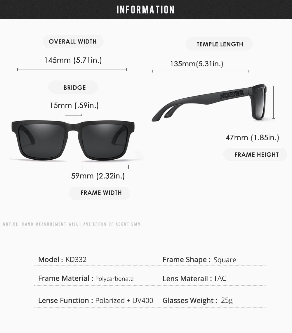 KDEAM Unisex Polarized Anti-Glare Outdoor Sunglasses with UV400 Protection