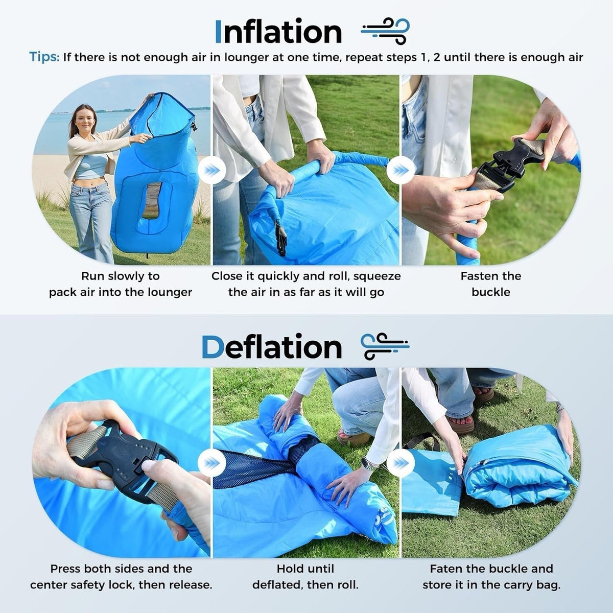 AeroLounge Go – Compact Pump-Free Inflatable Lounger