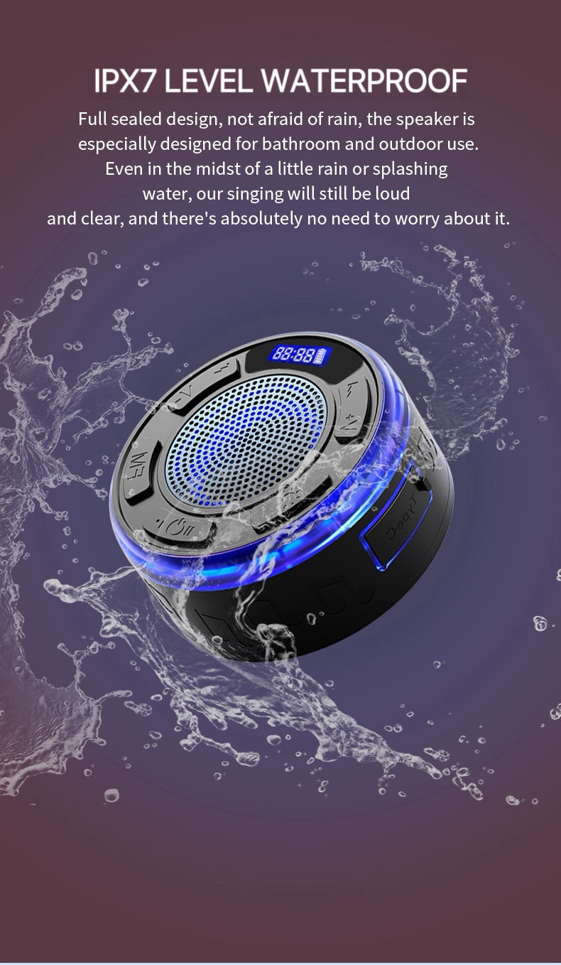 Aquro S3 Ultra – IPX7 Waterproof Shower Speaker with RGB Light & LED Display