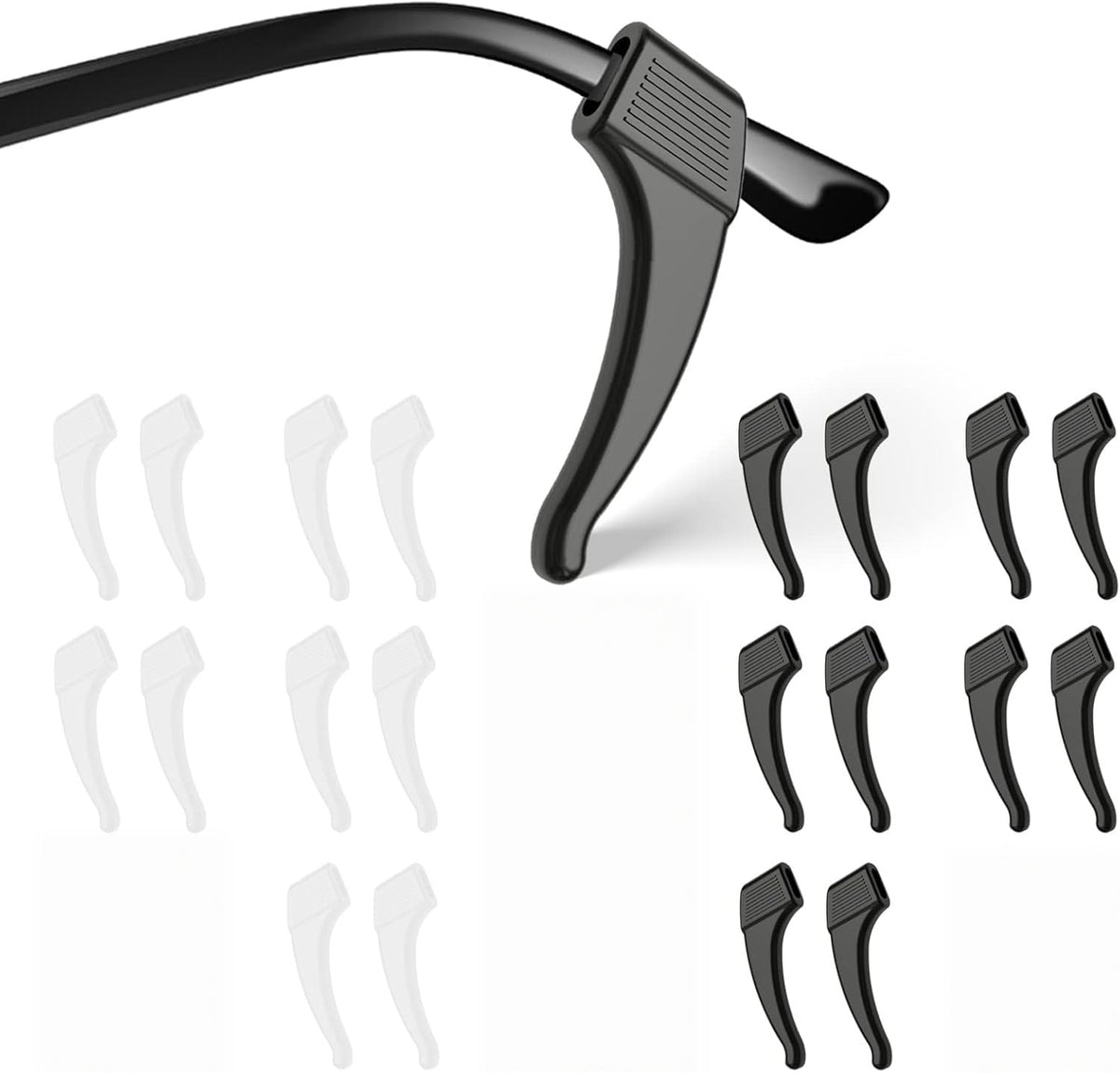 10-Pack GripLock Comfort Ear Hooks — Anti-Slip Silicone Eyeglass Grips