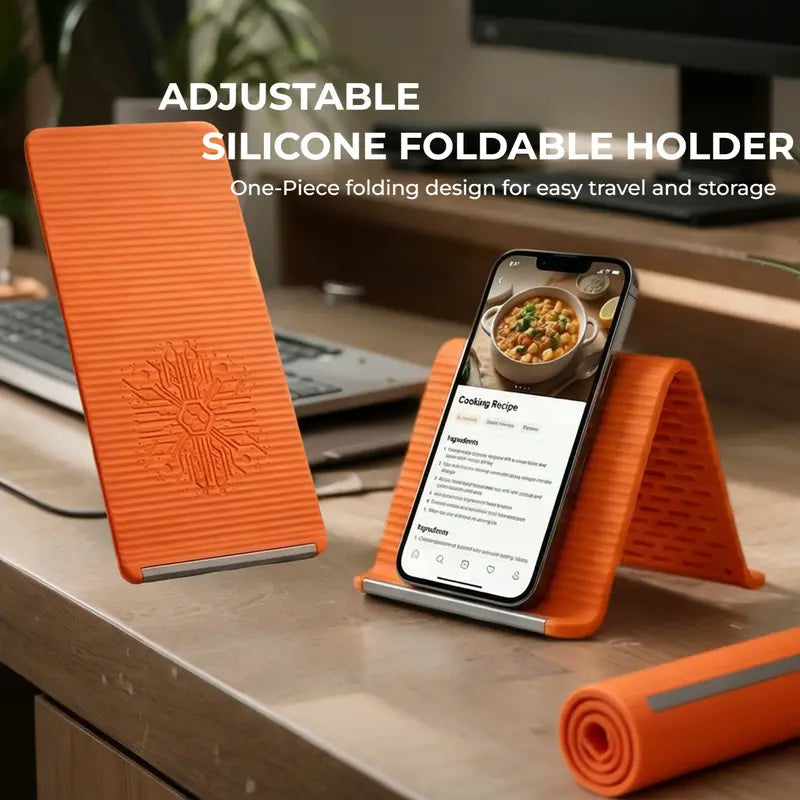 Ultra-Slim Foldable Phone Stand – Universal Adjustable Silicone Cradle for Desk & Travel