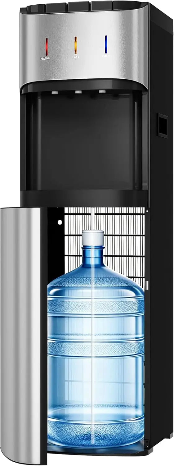 3-5 Gal Bottom-Loading Water Cooler Dispenser, 3 Temperature Settings (Hot, Room, Cold), Child Safety Lock, Stainless Steel for Home, Office