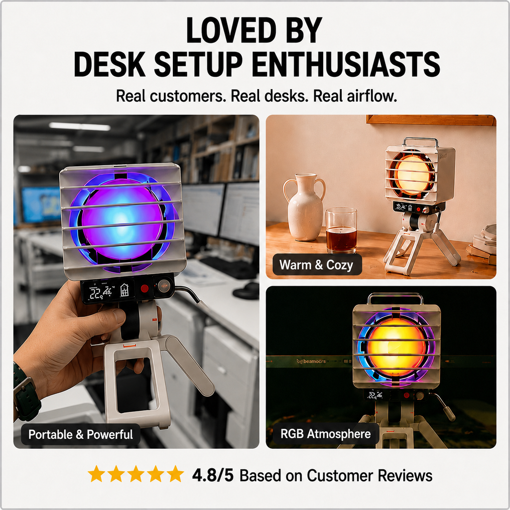KOKOGOL AirPixel™ Retro RGB Desk Fan with LED Matrix Display & 5000mAh Battery
