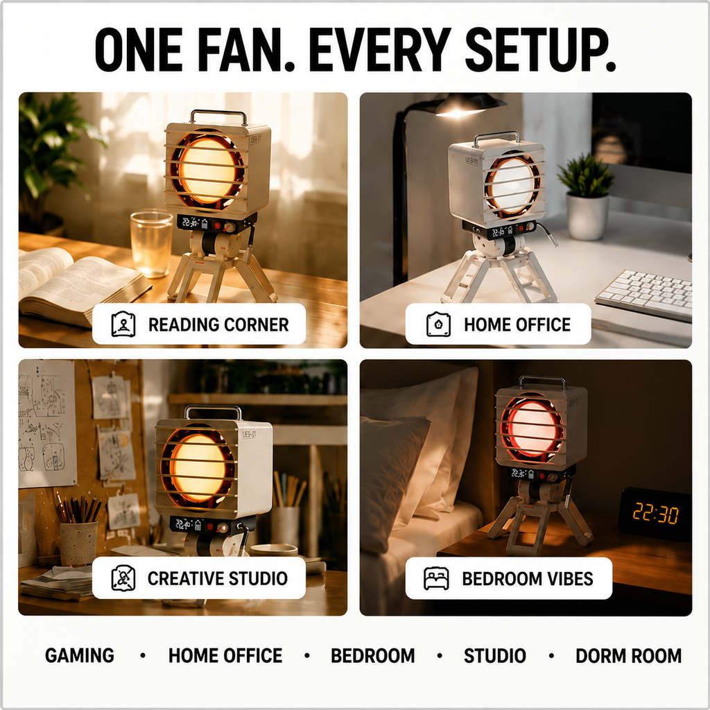 KOKOGOL AirPixel™ Retro RGB Desk Fan with LED Matrix Display & 5000mAh Battery